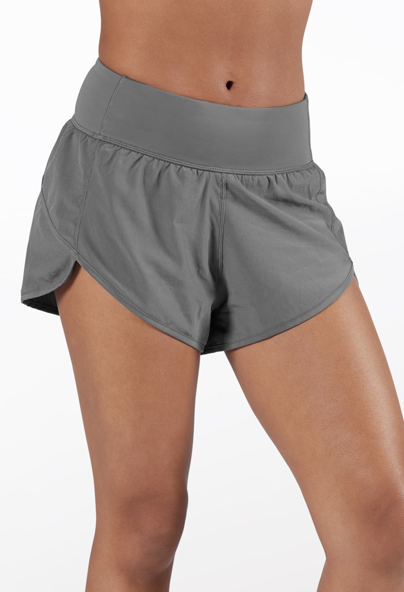 Dance Shorts - Woven Tech Waist Pocket Shorts - Gray - Small Adult - AH10877