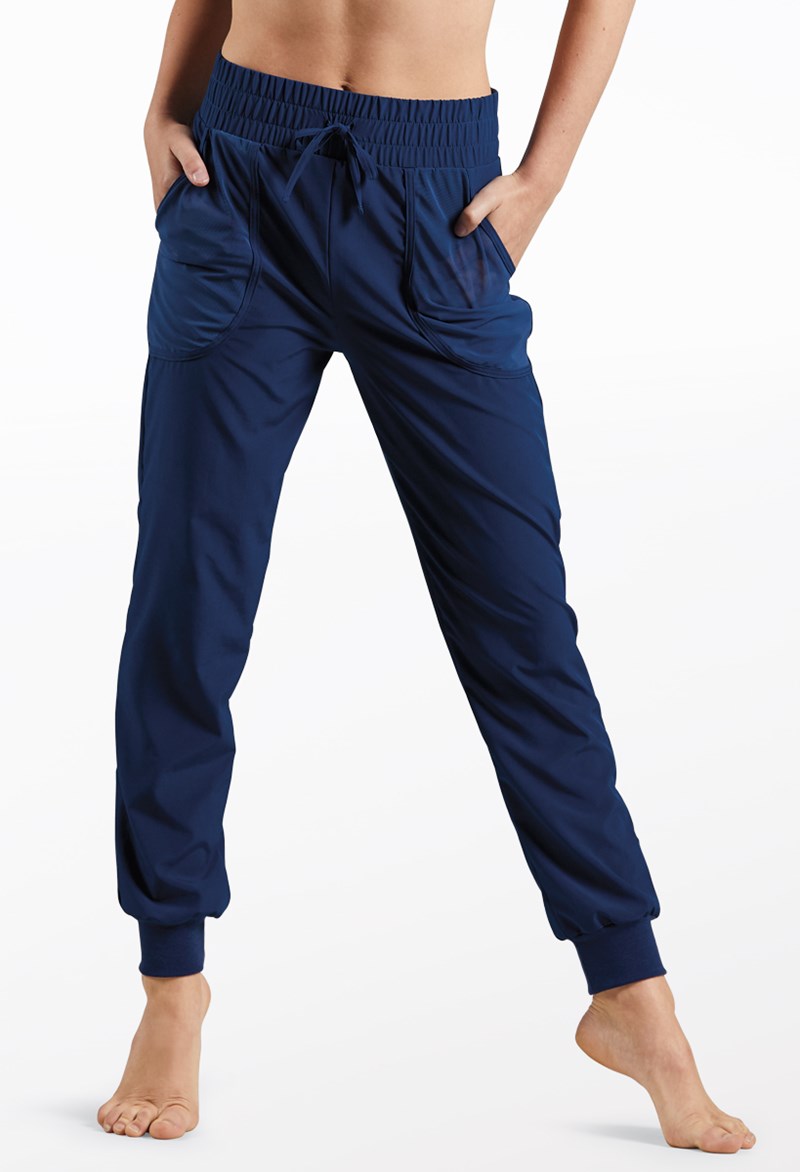 Dance Pants - Woven Tech Studio Pants - Navy - Large Adult - AH11600 Dance Pants - Woven Tech Studio Pants - Navy - Large Adult - AH11600