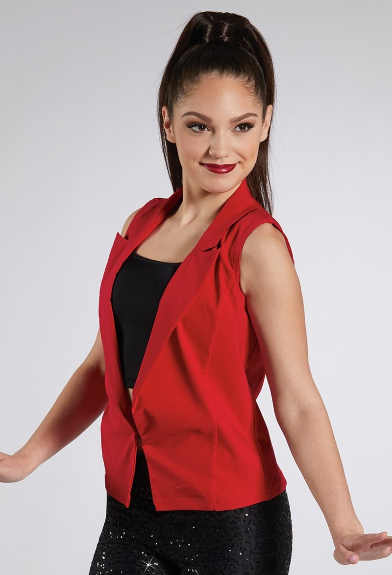 Dance Tops - Stretch Tuxedo Vest - Red - Intermediate Child - AH11728