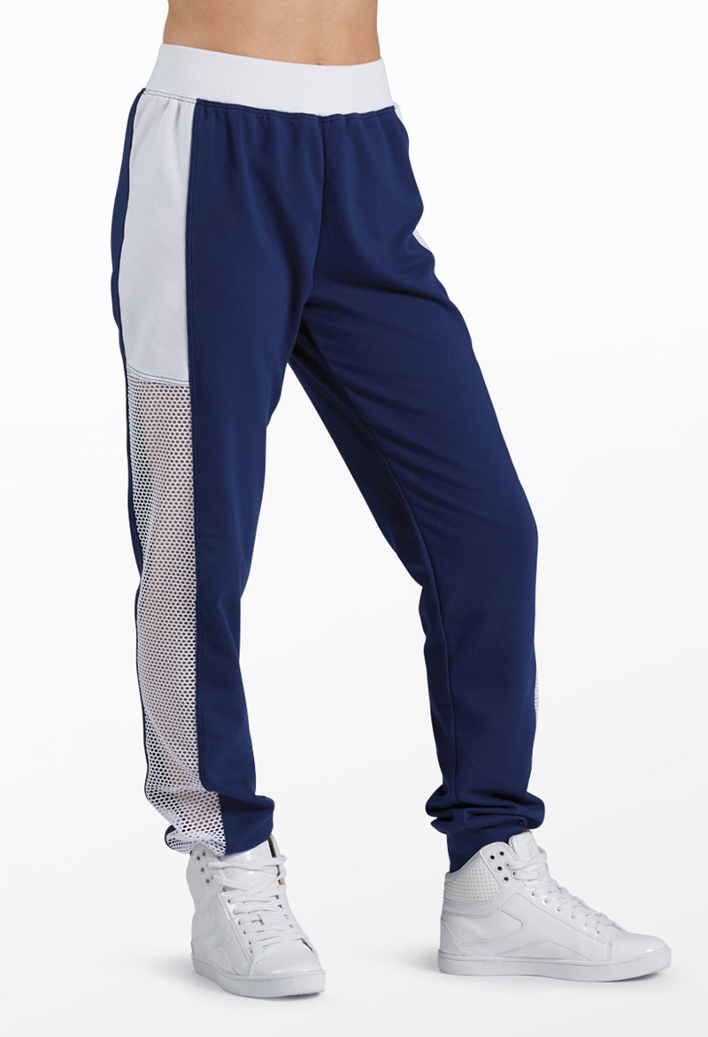 Dance Pants - Sporty Mesh Jogger Pants - Navy - Large Adult - AH11754