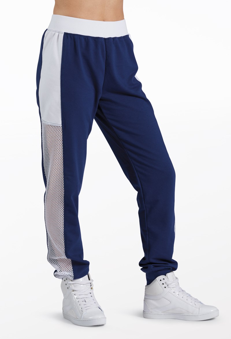 Dance Pants - Sporty Mesh Jogger Pants - Navy - Large Child - AH11754