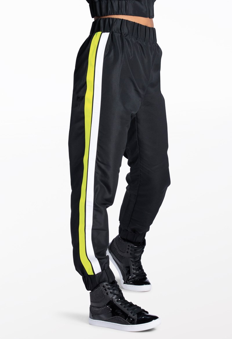 Dance Leggings - Side Stripe Joggers - Chartreuse - Large Child - AH12404