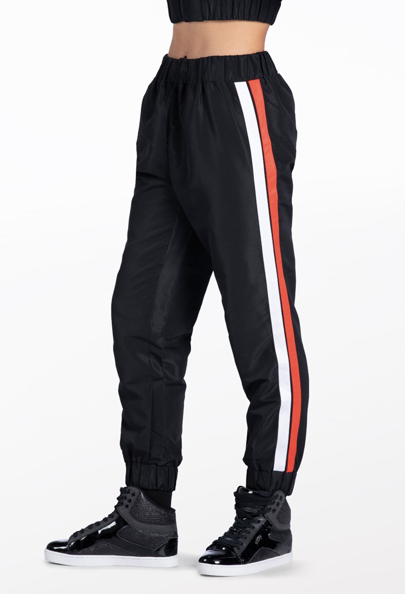 Dance Leggings - Side Stripe Joggers - TANGERINE - Large Child - AH12404