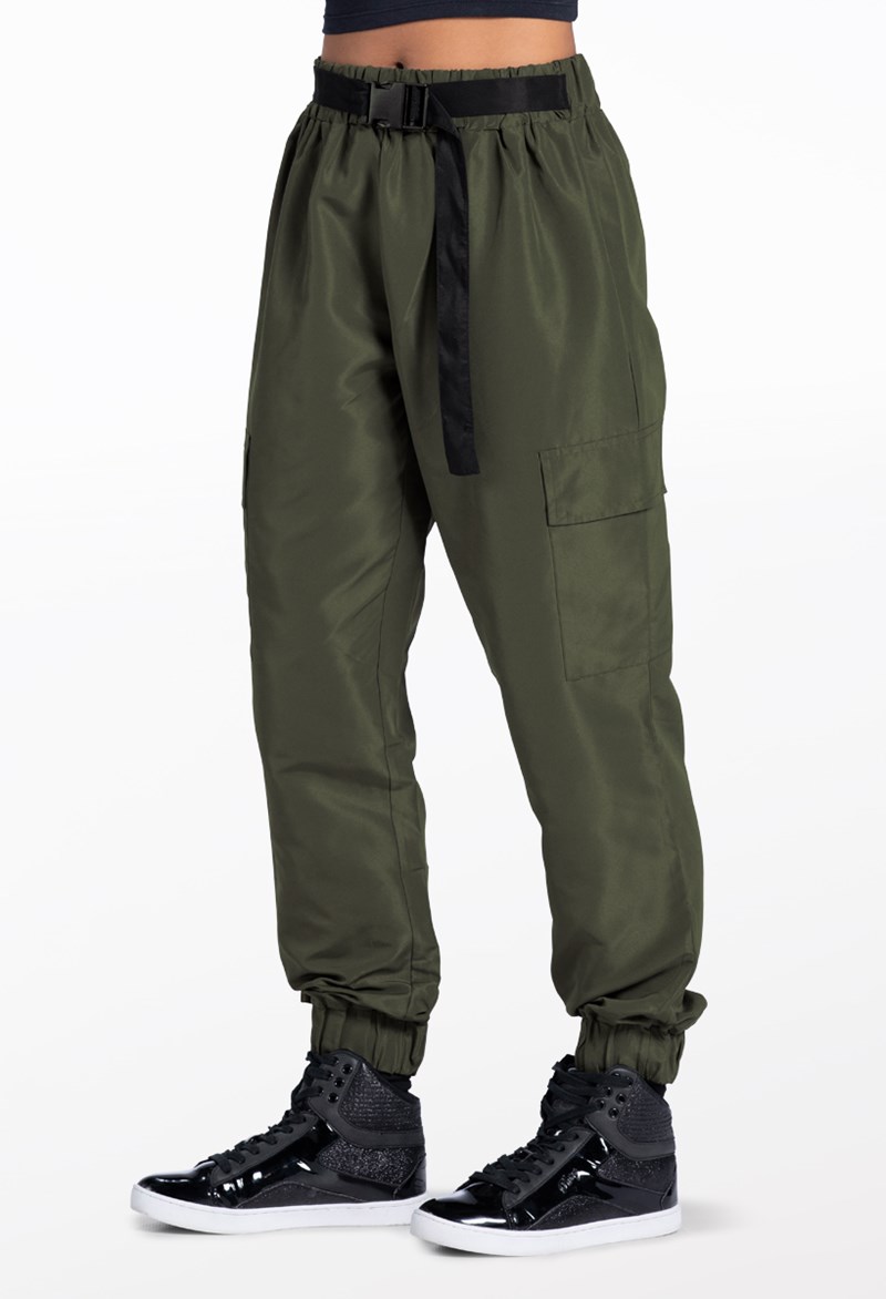 Dance Leggings - Belted Cargo Pants - Olive - Medium Adult - AH12406