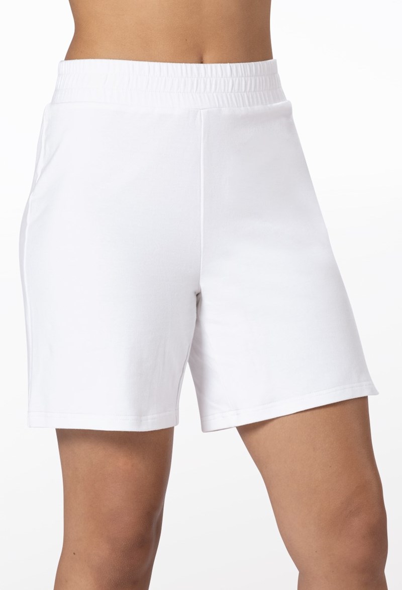 Dance Shorts - French Terry Pull-On Shorts - White - Large Child - AH12500