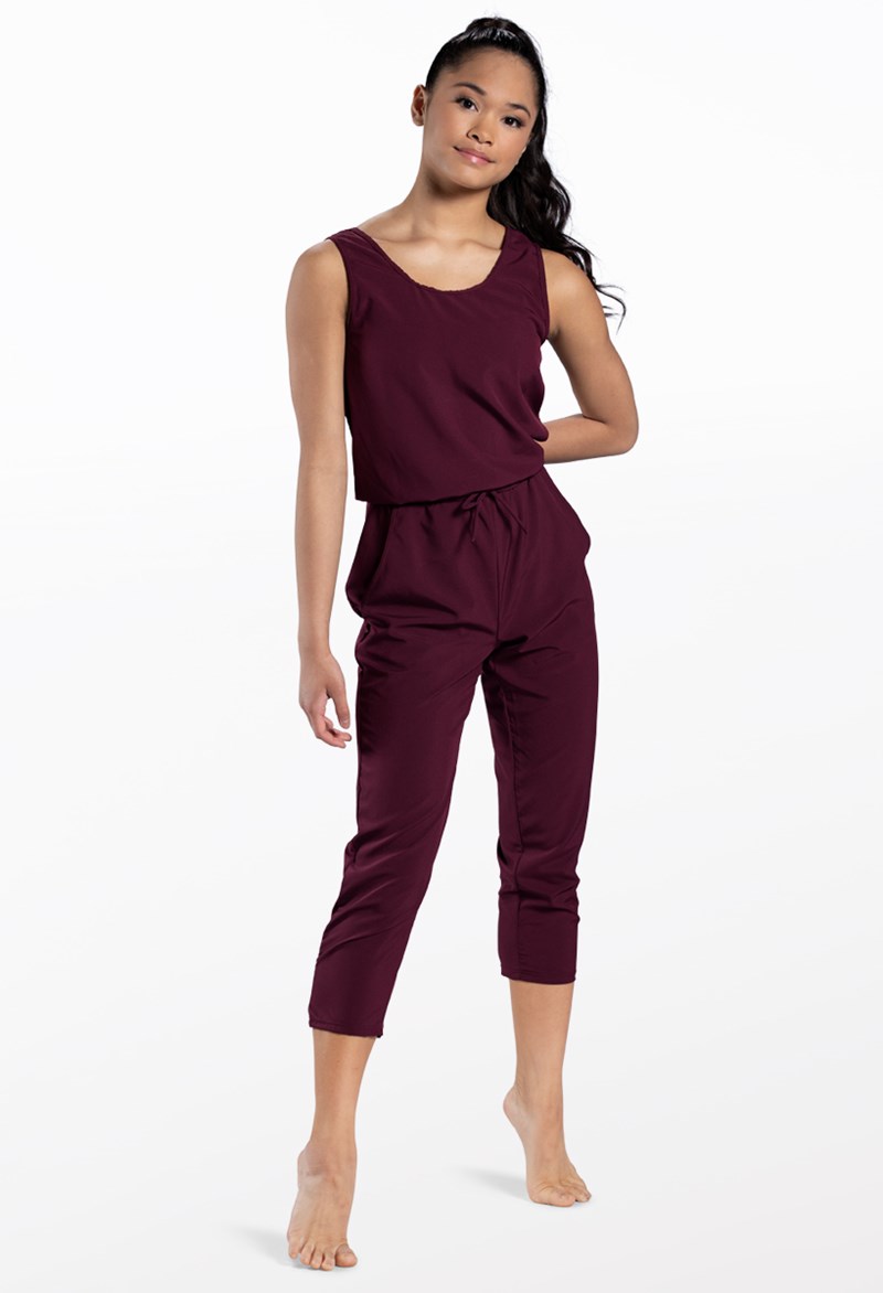 Dance Leotards - Woven Tech Jumpsuit - RAISIN - Extra Small Adult - AH12501