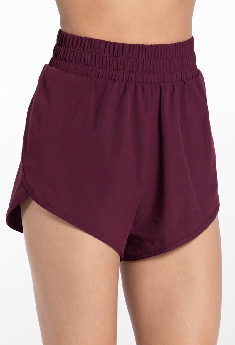 Dance Shorts - Woven Tech Dolphin Hem Shorts - RAISIN - Intermediate Child - AH12513