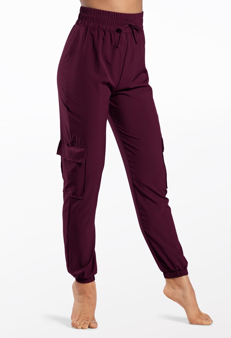 Dance Pants - Woven Tech Cargo Pants - RAISIN - Large Adult - AH12541