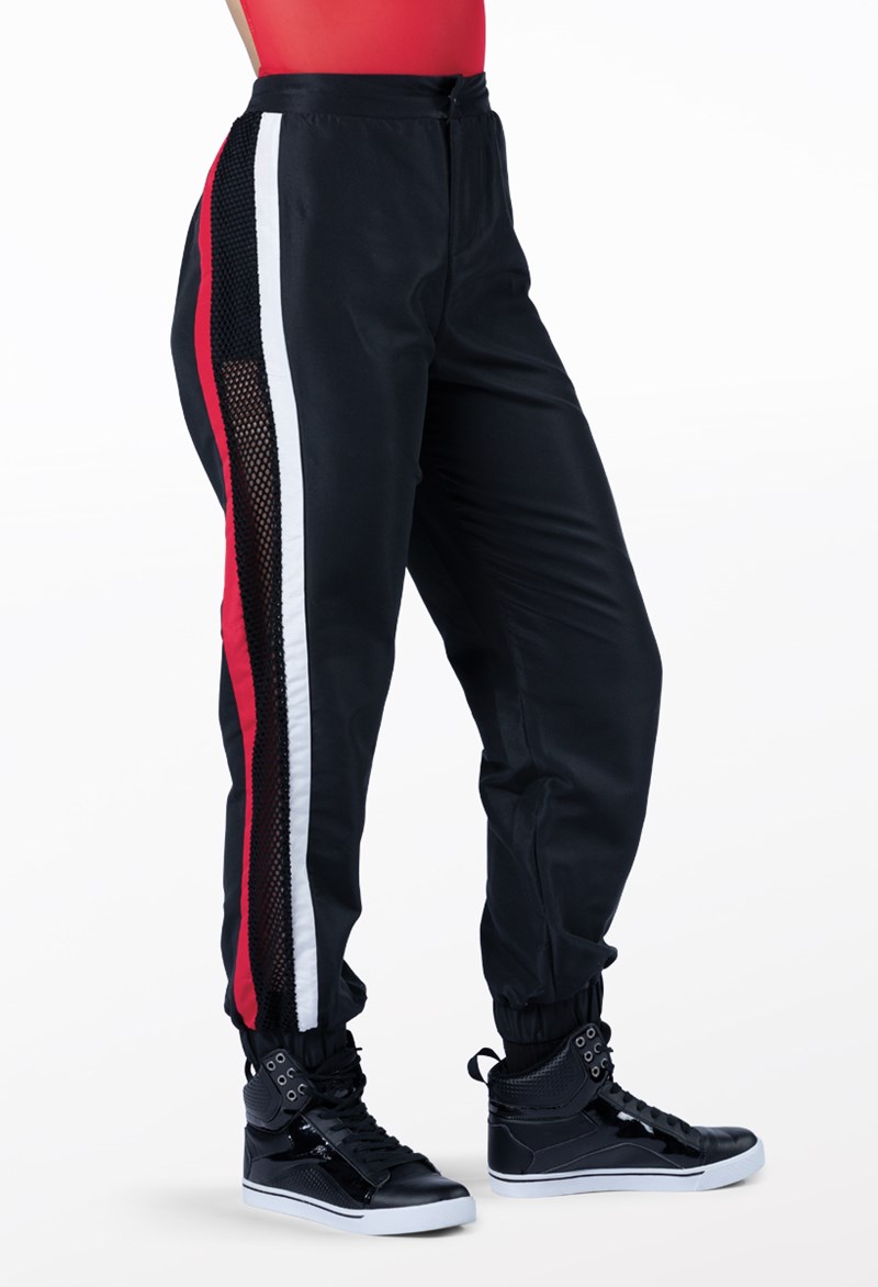 Dance Leggings - Sporty Stripe Jogger Pants - Black - Medium Adult - AH12719