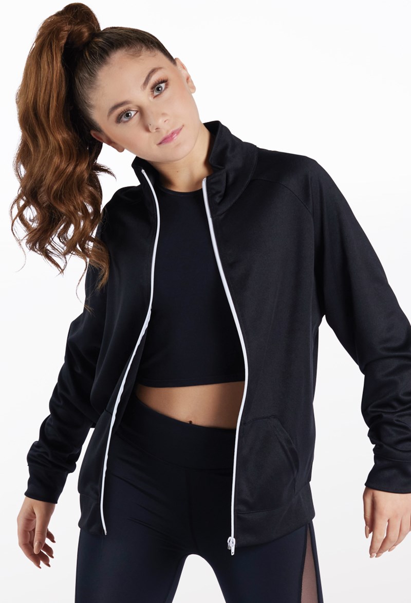 Dance Tops - Zip-Front Track Jacket - Black - Small Adult - AH3319