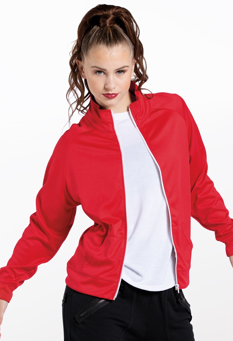 Dance Tops - Zip-Front Track Jacket - Red - Large Adult - AH3319