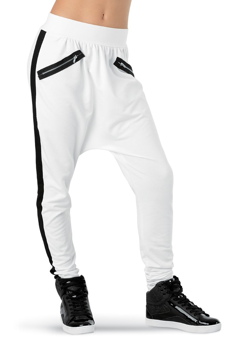 Side Stripe Zipper Harem Pants