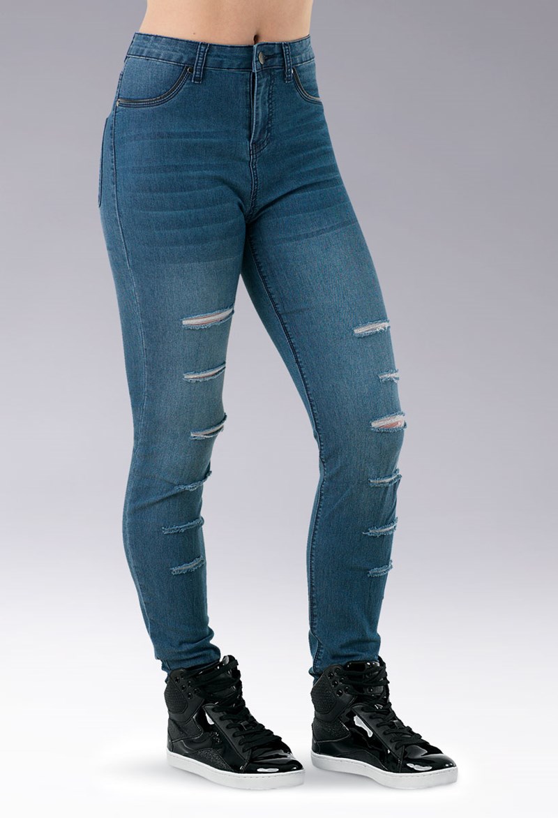 Dance Leggings - Slashed Skinny Jeans - Denim - Medium Adult - AH9210