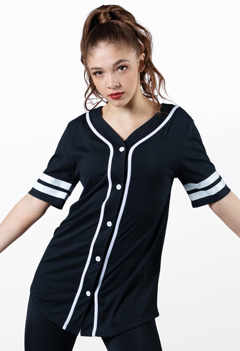 Dance Tops - Oversized Baseball Jersey - Black - Medium Child - AH9224