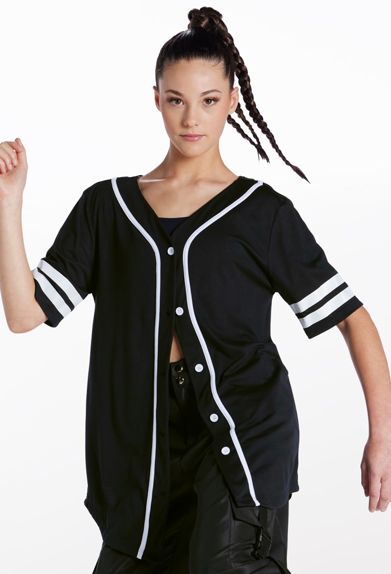 Dance Tops - Oversized Baseball Jersey - Black - 2X Large - AH9224