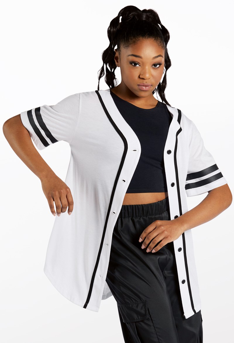 Dance Tops - Oversized Baseball Jersey - White - Extra Large Child - AH9224