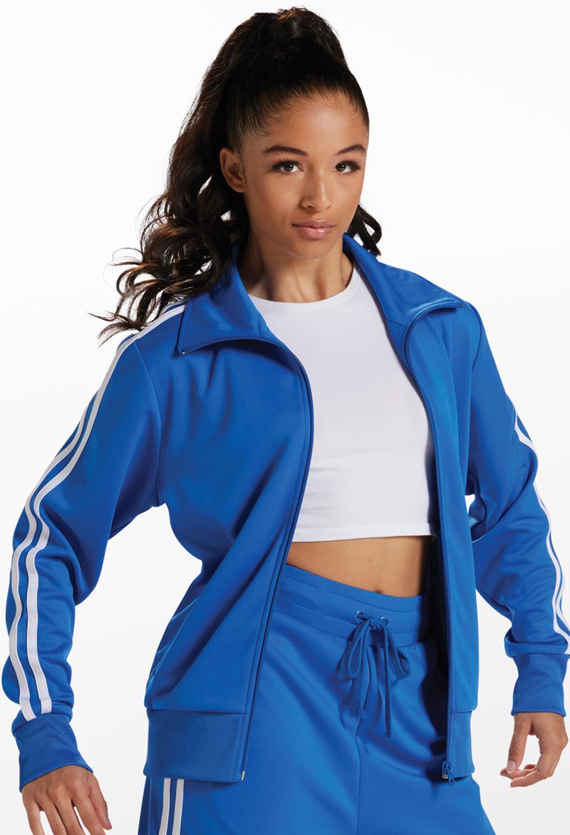 Dance Tops - Stripe Sleeve Track Jacket - Royal - Medium Child - AH9280