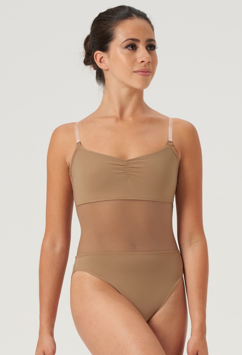 Dance Leotards - Bloch Cordelia Mesh Leotard - Tan - Medium - B3377