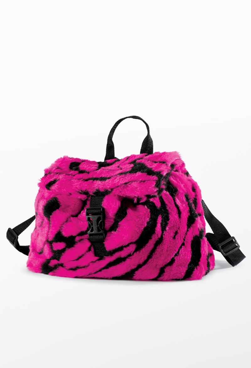 Dance Bags - Faux Tiger Fur Mini Backpack - Cerise - BG41