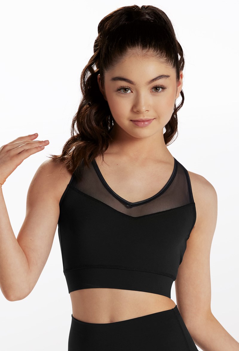 Dance Tops - FlexTek V-Neck Crop Top - Black - Extra Small Adult - CF11313