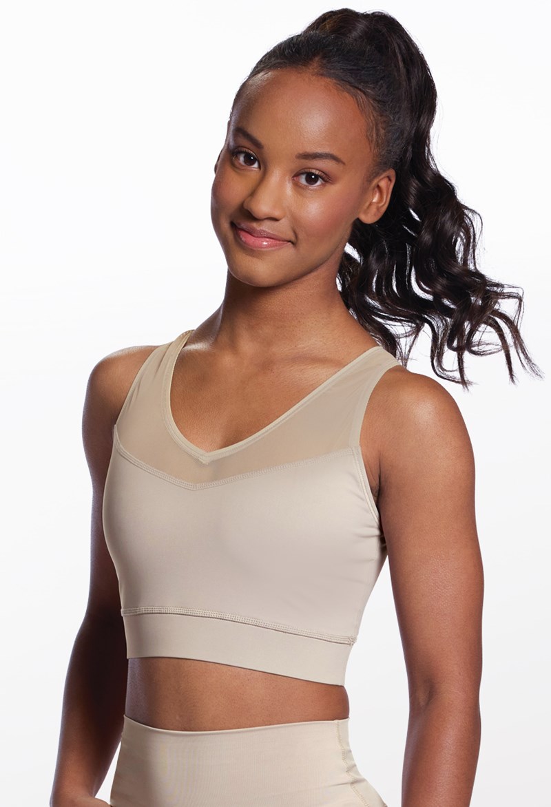 Dance Tops - FlexTek V-Neck Crop Top - LATTE - Medium Adult - CF11313