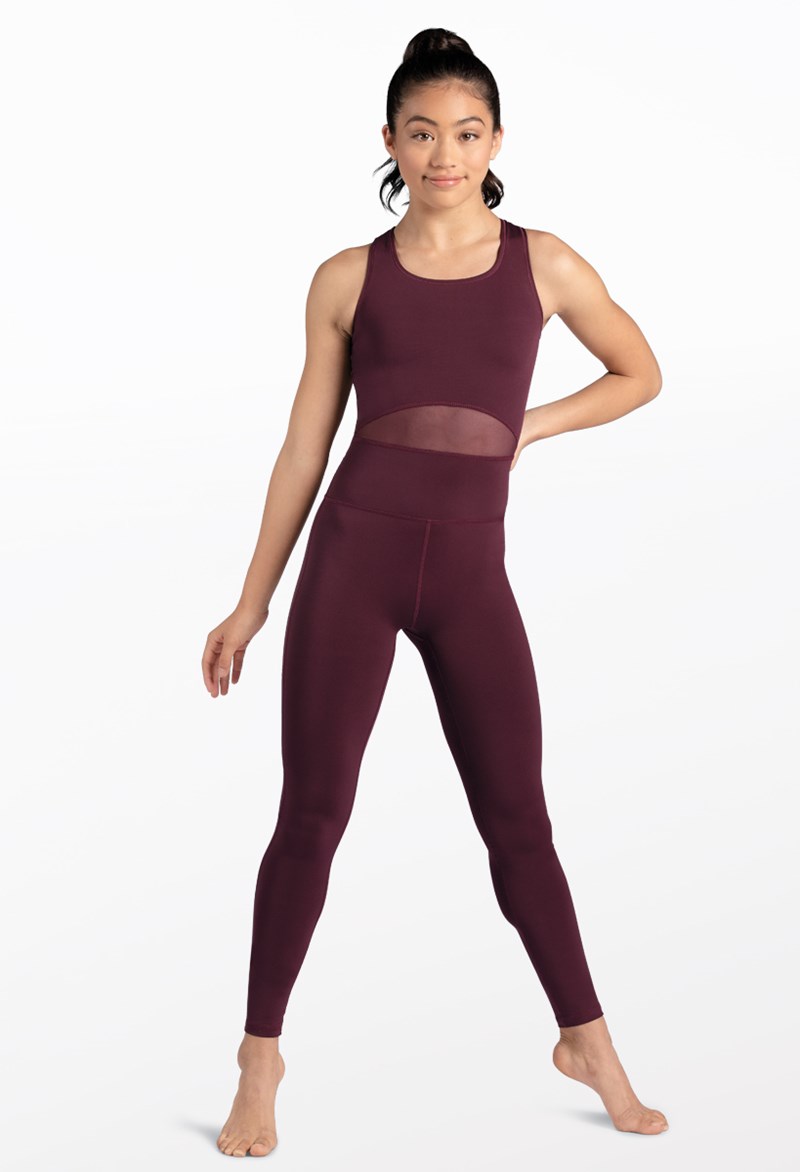 Dance Leotards - FlexTek Racerback Unitard - RAISIN - Intermediate Child - CF12048