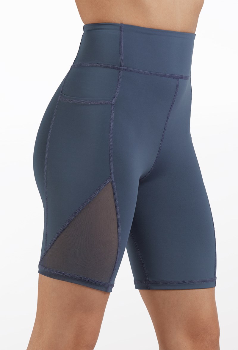 Dance Shorts - FlexTek Bike Shorts With Mesh - INDIGO - Large Adult - CF12050