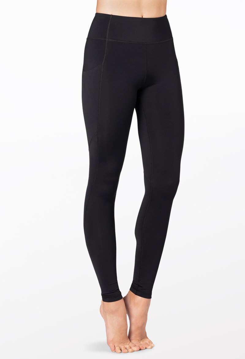 Dance Leggings - FlexTek Side Pocket Leggings - Black - Medium Adult - CF12344