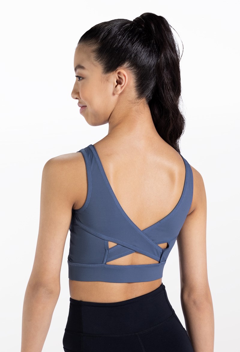 Dance Tops - FlexTek Cross Back Crop Top - INDIGO - Large Child - CF12662