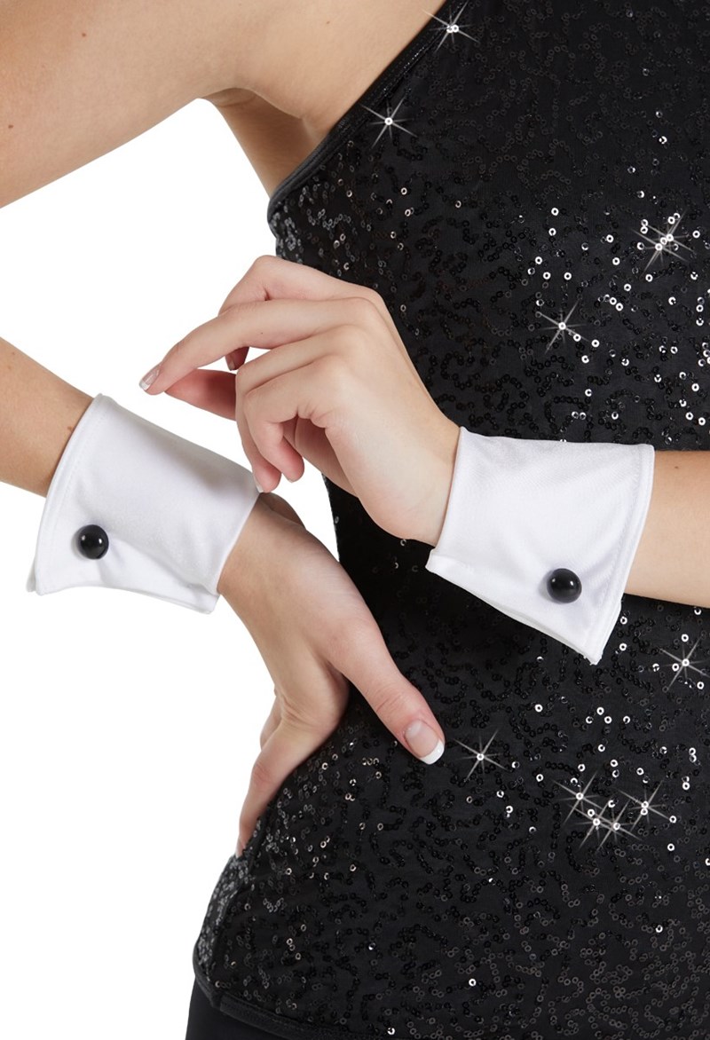 Dance Accessories - Button Wrist Cuffs - White - ADLT - CUFF2