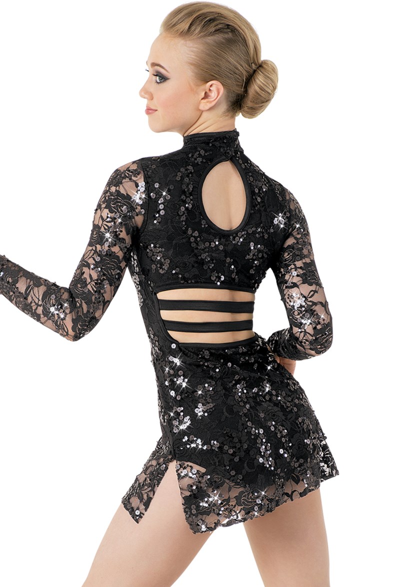 Streak Lace Mock Neck Dress