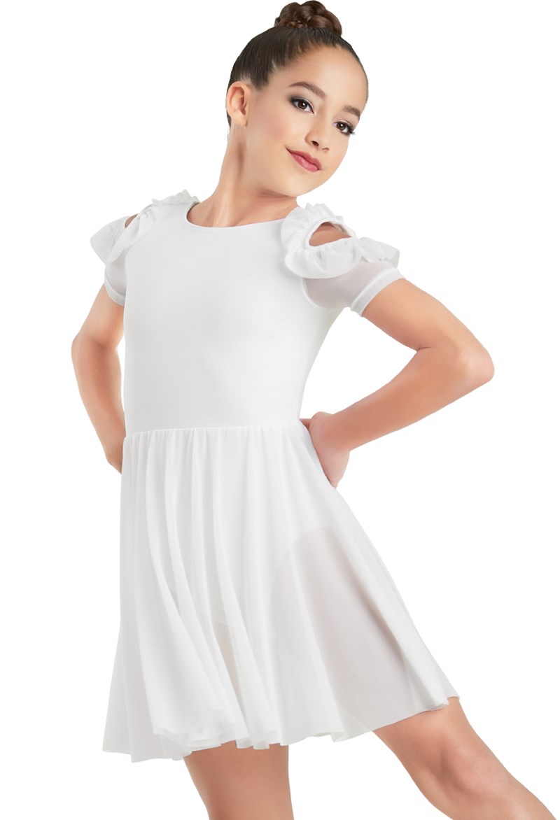 Balera Cold Shoulder Ruffle Dress - PEAR - D10473