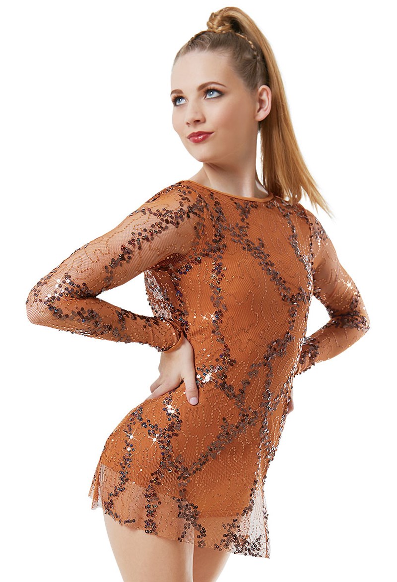 Sequin Mesh Dress With Drape