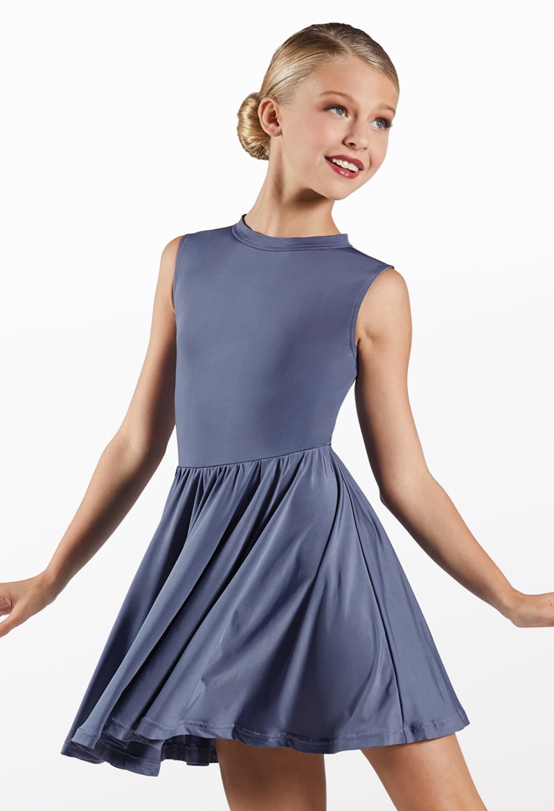Dance Dresses - Keyhole Back Skater Dress - Slate Blue - Small Adult - D11782