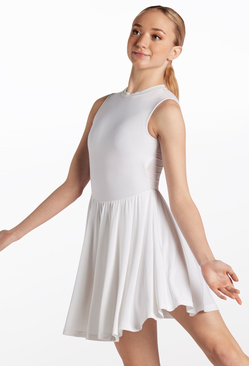 Dance Dresses - Keyhole Back Skater Dress - White - Medium Adult - D11782