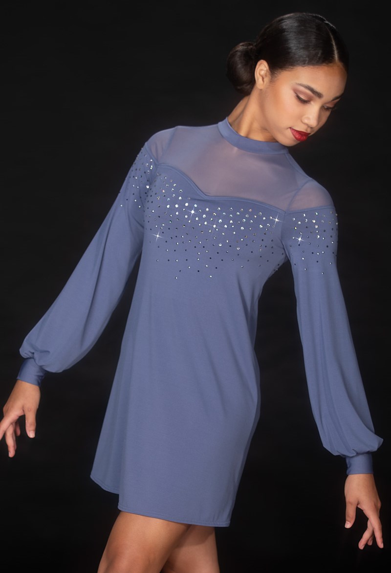 Ivy Sky Performance Crystal Blouson Dress - Slate Blue - D12010
