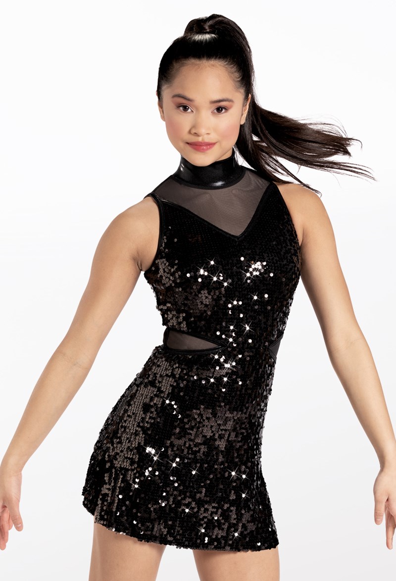 Dance Dresses - Sleeveless Ultra Sparkle Dress - Black - Large Adult - D13860