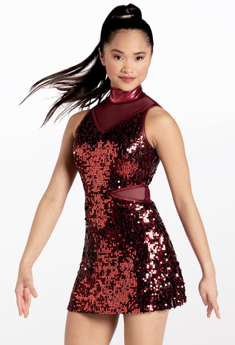 Dance Dresses - Sleeveless Ultra Sparkle Dress - Black Cherry - Extra Large Adult - D13860
