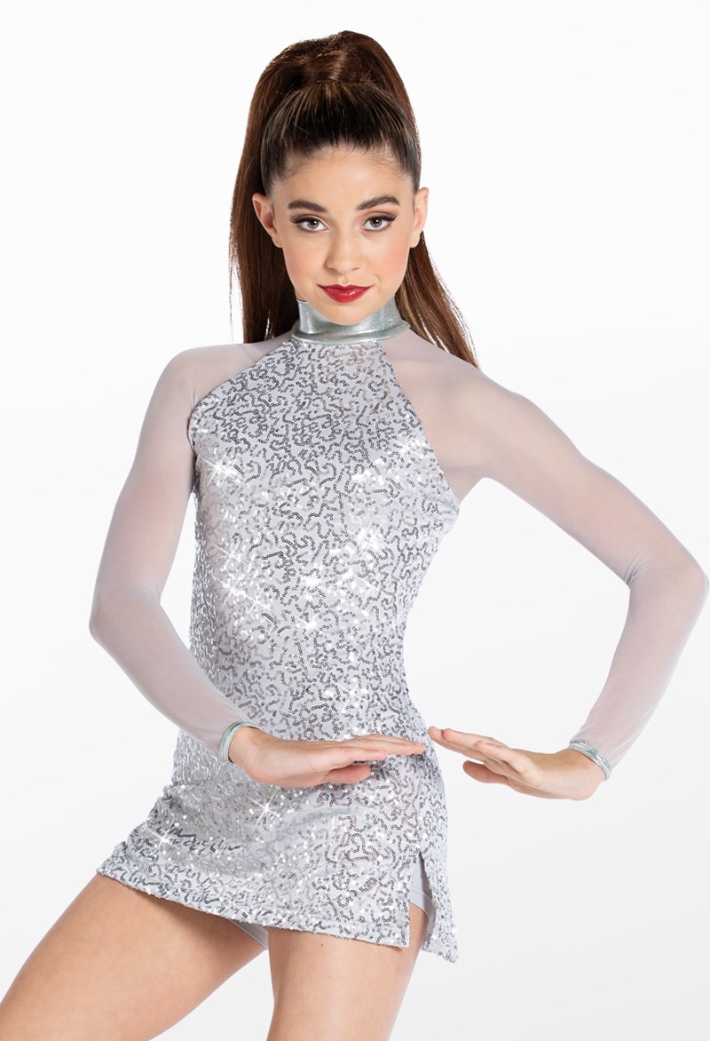 Dance Dresses - Sequin Performance Shift Dress - Silver - Medium Child - D9614