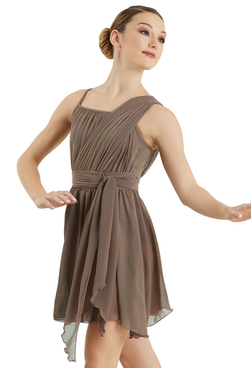 Front Tie Chiffon Drape Dress