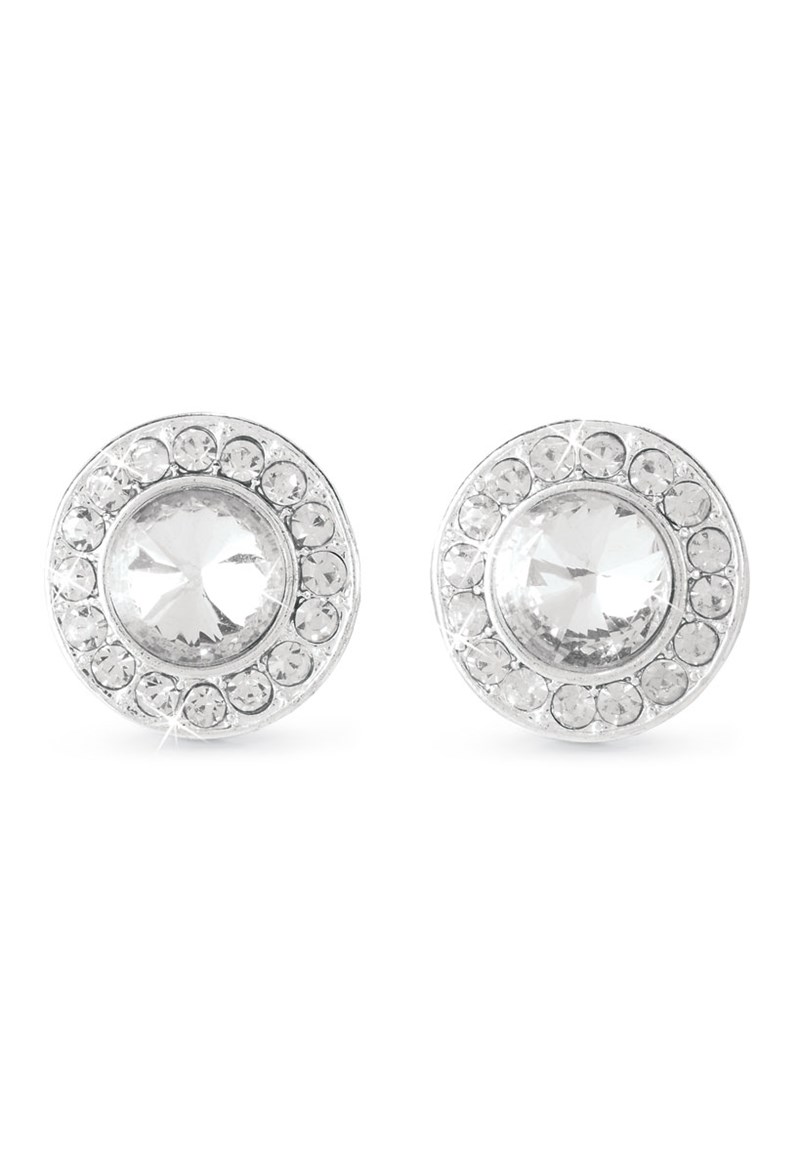 Dance Jewelry - 8mm Rhinestone Earrings - Silver - EP8A-S