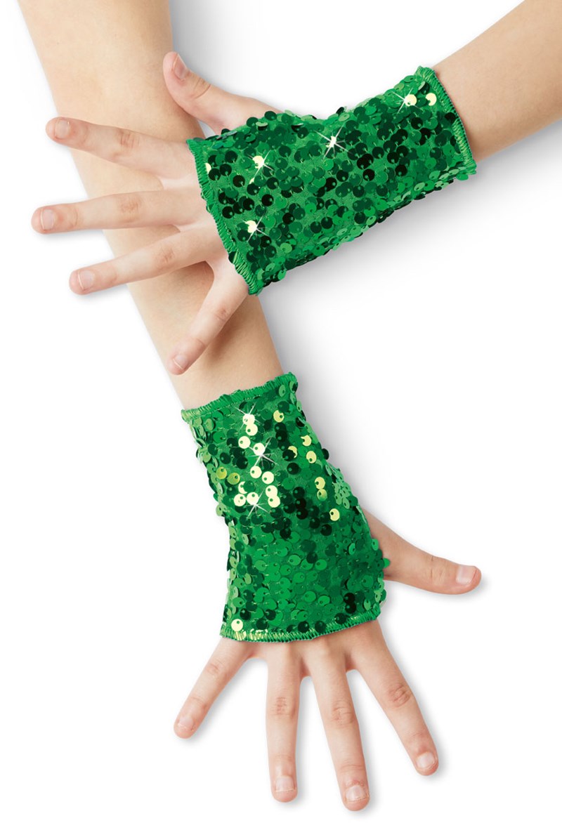 Dance Accessories - Ultra Sparkle Sequin Mitts - Kelly - LCA - GLV24