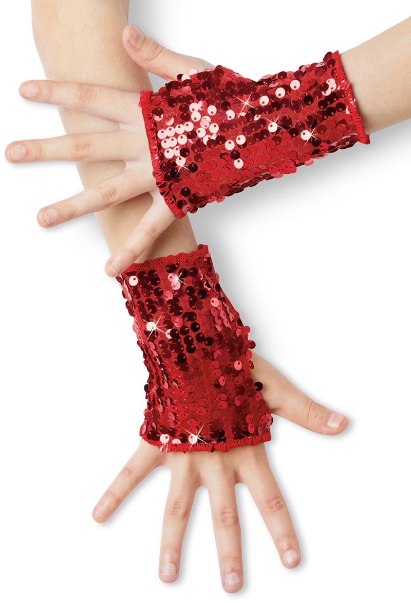 Dance Accessories - Ultra Sparkle Sequin Mitts - Red - SMC - GLV24