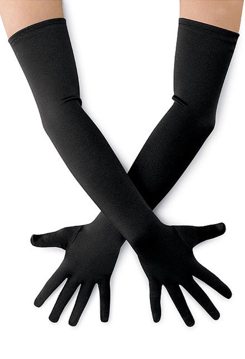 Dance Accessories - Long Satin Opera Gloves - Black - SA/MA - GLV4