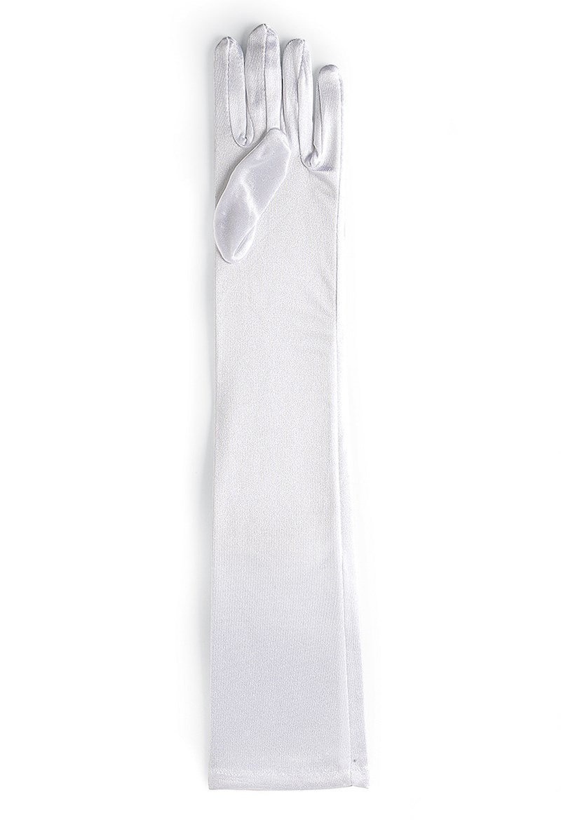 Dance Accessories - Long Satin Opera Gloves - White - LA/XL - GLV4