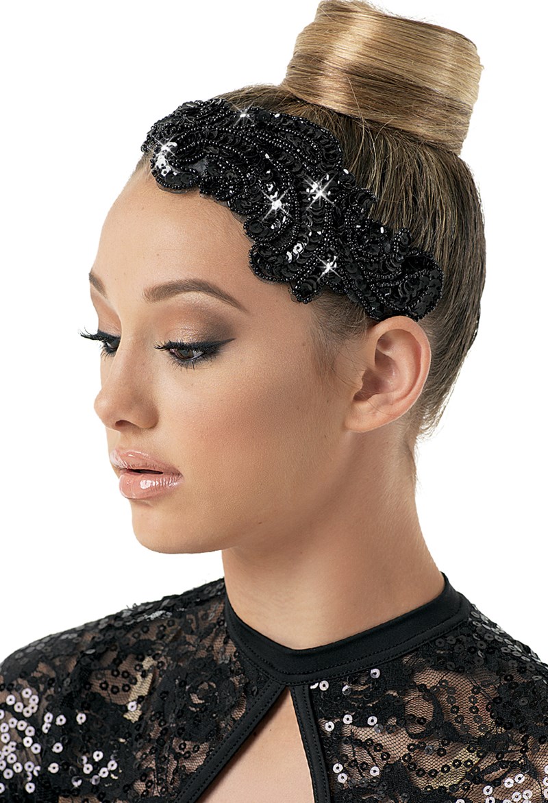 Dance Accessories - Sequin Applique Hair Clip - Black - OSFA - HA122