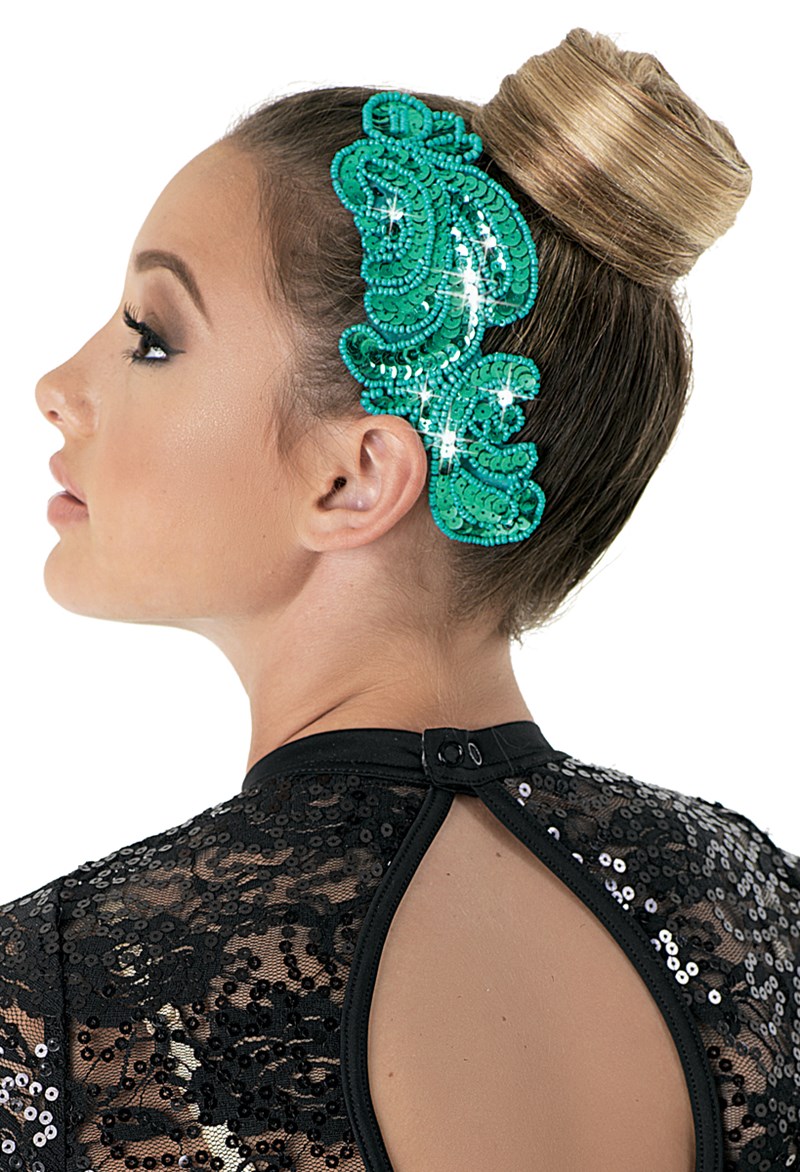 Dance Accessories - Sequin Applique Hair Clip - Emerald - OSFA - HA122