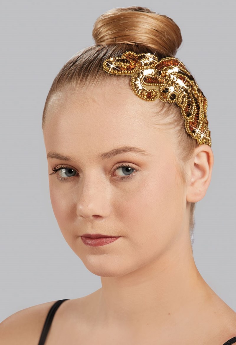Dance Accessories - Sequin Applique Hair Clip - Gold - OSFA - HA122