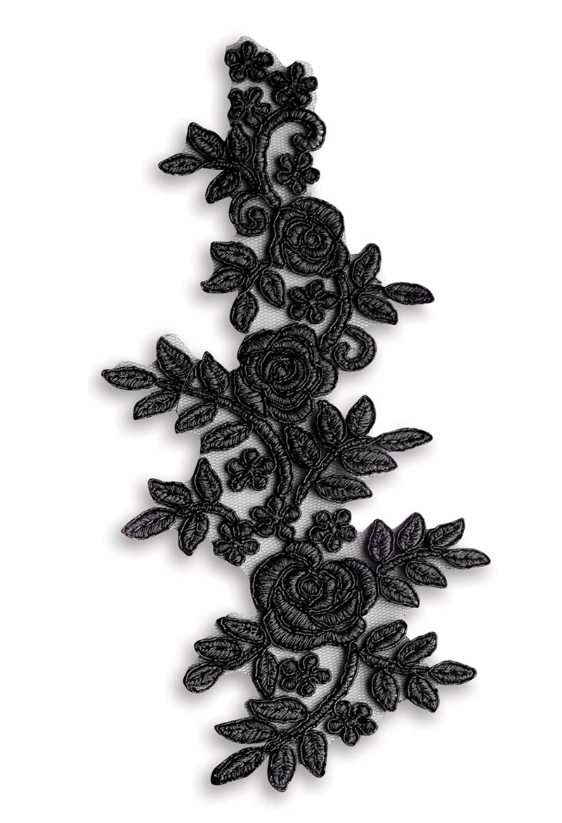 Dance Accessories - Metallic Floral Applique - Black - ADLT - HA139