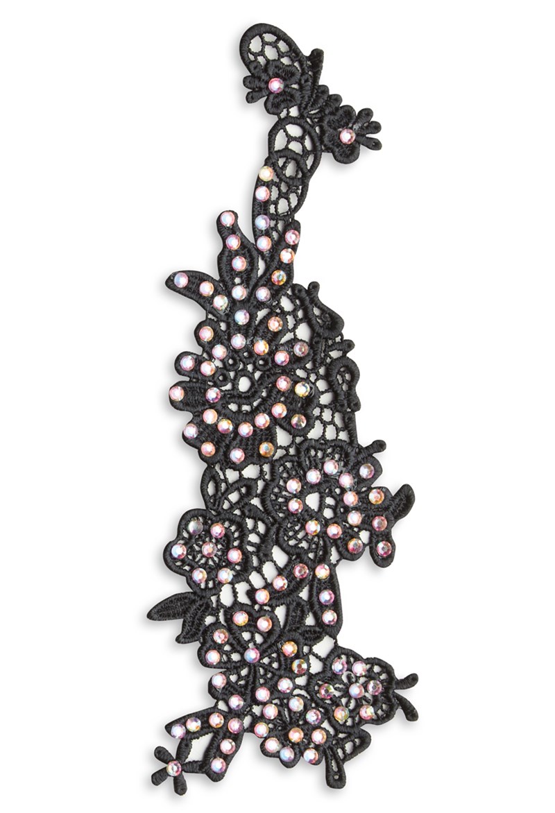 Dance Accessories - Left Applique With Rhinestones - Black - CHLD - HA141